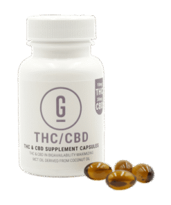 Alternative view of THC/CBD Capsules – 10mg (THC)/ 30mg (CBD)