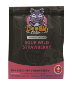 Alternative view of Doobie Snacks – Sour Wild Strawberry Gummies – 500mg THC