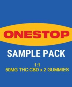 Onestop – Sample Pack – 1:1 – (50mg CBD:THC x 2 Gummies)