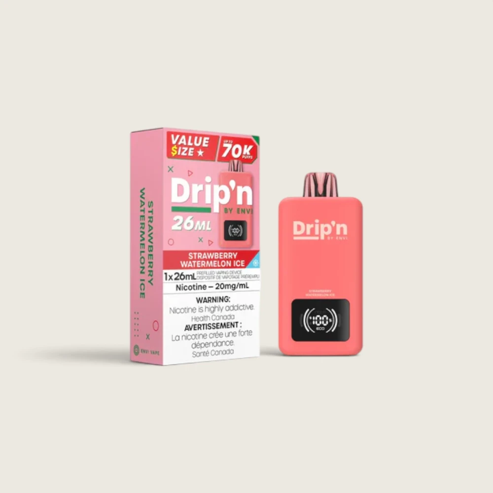 Drip’n - Strawberry Watermelon Ice 26mL 70K Disposable Vape (20 mg/mL nicotine)