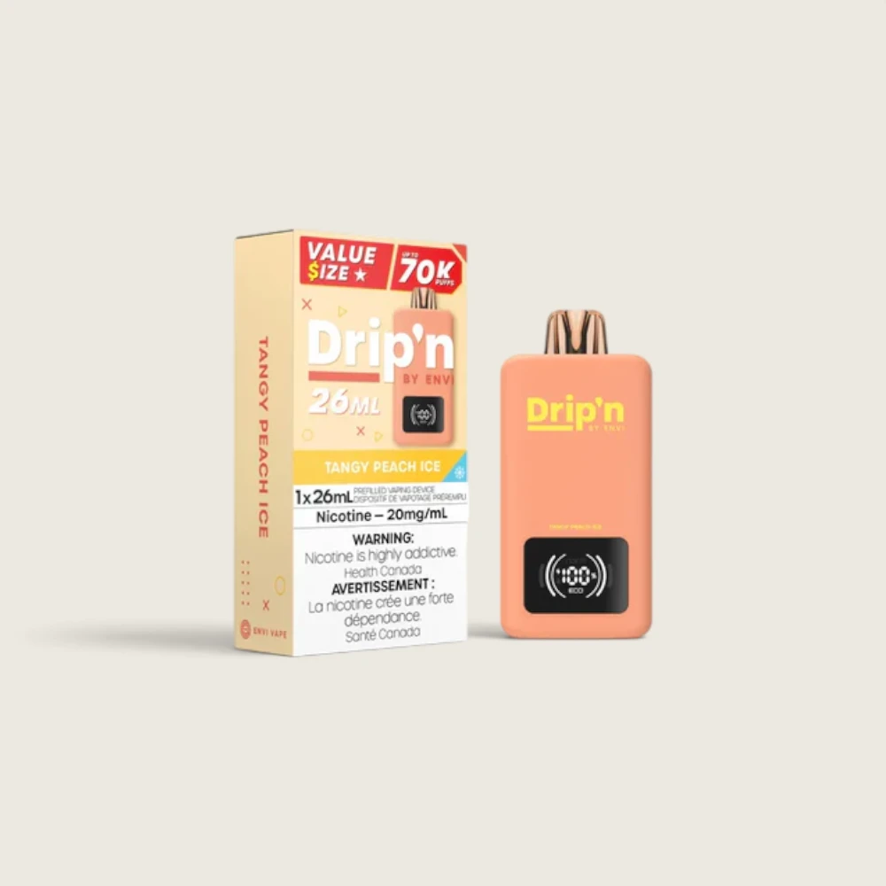 Drip’n - Tangy Peach Ice 26mL 70K Disposable Vape (20 mg/mL nicotine)