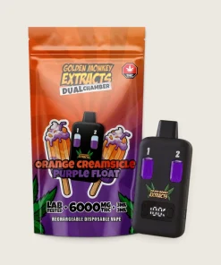 Golden Monkey Extracts - Orange Creamsicle + Purple Float Dual Chamber Disposable Vape Pod (6000 mg THC)