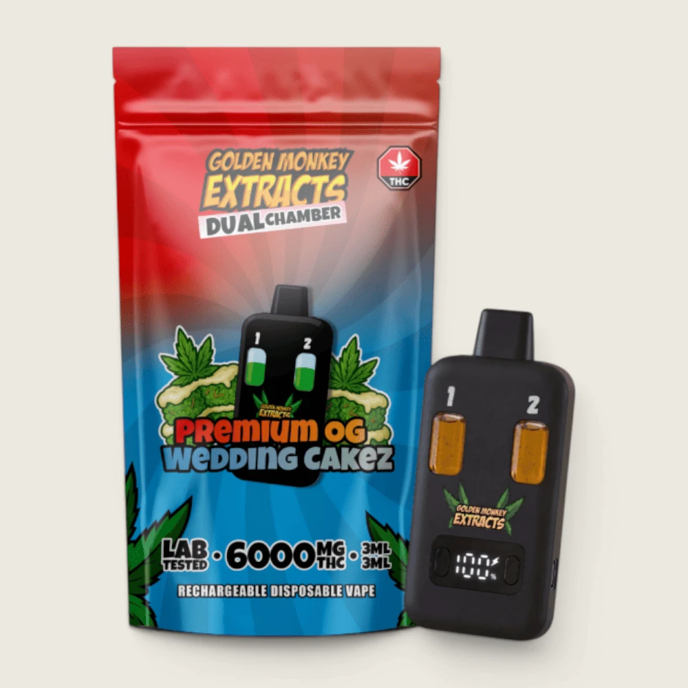 Golden Monkey Extracts - Premium OG + Wedding Cakez Dual Chamber Disposable Vape Pod (6000 mg THC)